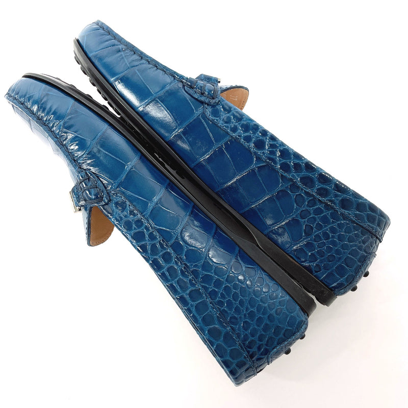 TOD’S loafers Croco embossed leather blue Women Used