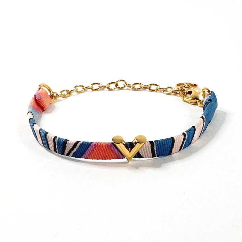 LOUIS VUITTON bracelet M68413 Bracelet Essential V Be Mindful Gold Plated/silk multicolor Women Second hand