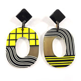 HERMES earring Ism Pop Check Buffalo horn/lacquer multicolor Women New