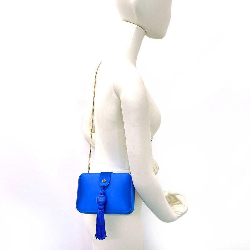 LOEWE Shoulder Bag Party bag 2WAY Satin blue Women Second hand