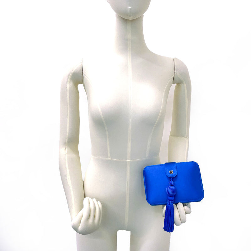 LOEWE Shoulder Bag Party bag 2WAY Satin blue Women Second hand