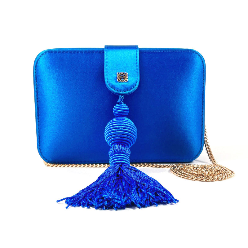 LOEWE Shoulder Bag Party bag 2WAY Satin blue Women Second hand
