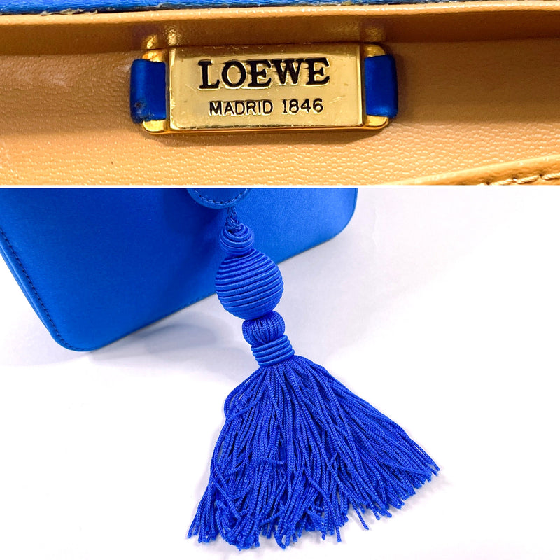 LOEWE Shoulder Bag Party bag 2WAY Satin blue Women Second hand