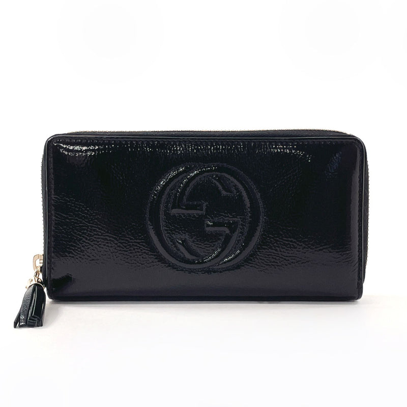 GUCCI purse 308004 Soho Zip Around Patent leather Black Women Used