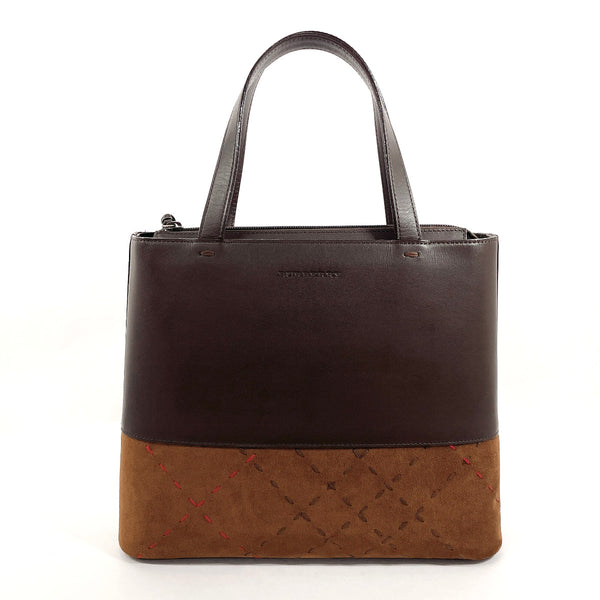 BURBERRY Handbag stitch leather/Suede Brown Women Used