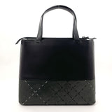 BURBERRY Handbag stitch leather/Suede Black Black Women Used