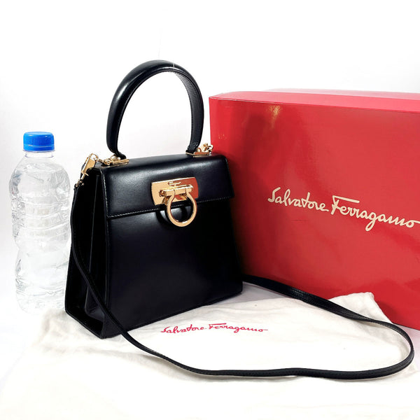 Salvatore Ferragamo Handbag O 212193 Gancini leather Black Women Used