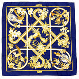 HERMES scarf Carre 90 Caraibes Caribbean silk Navy Women Used