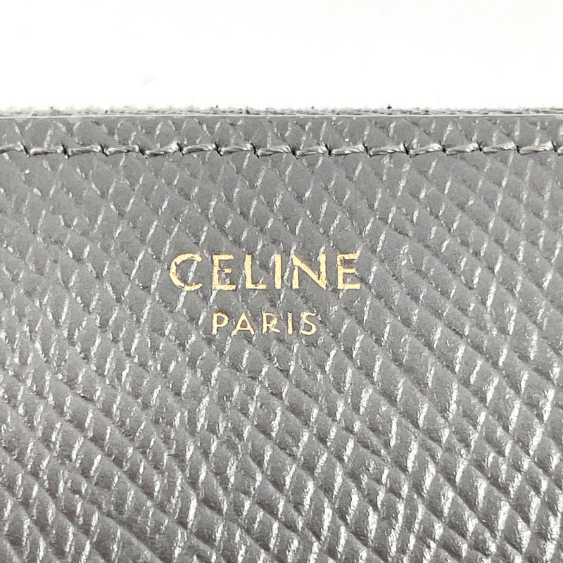 CELINE purse 10B55 Large Zip Around leather gray Women Used