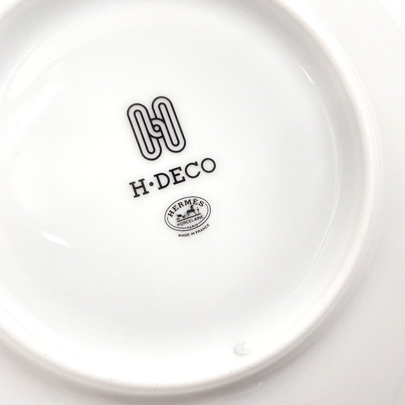 HERMES Tableware H Deco Ash Deco pair plate Porcelain white white unisex New