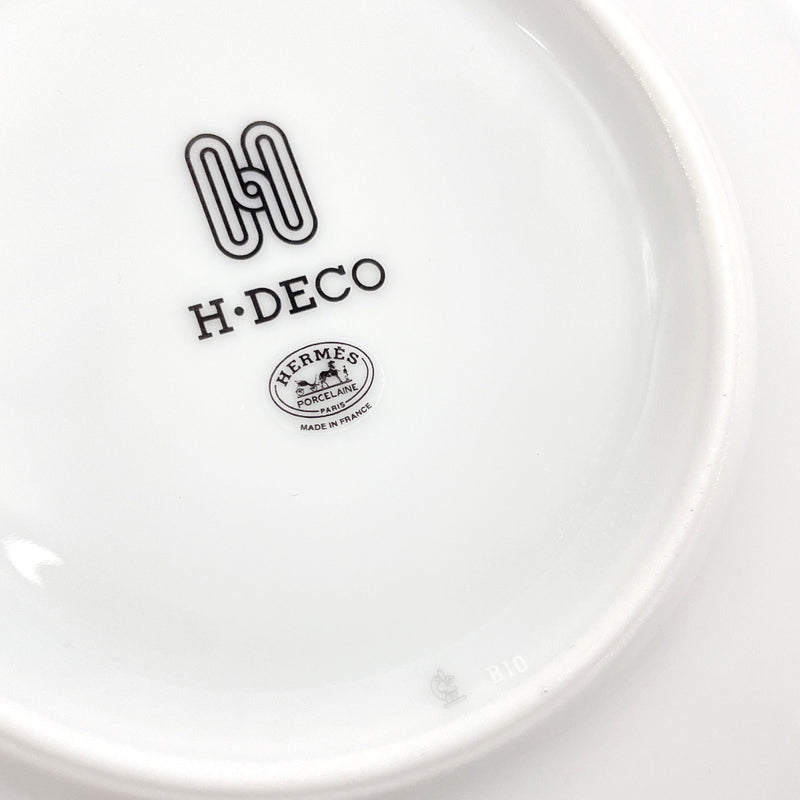 HERMES Tableware H Deco Ash Deco pair plate Porcelain white white unisex New