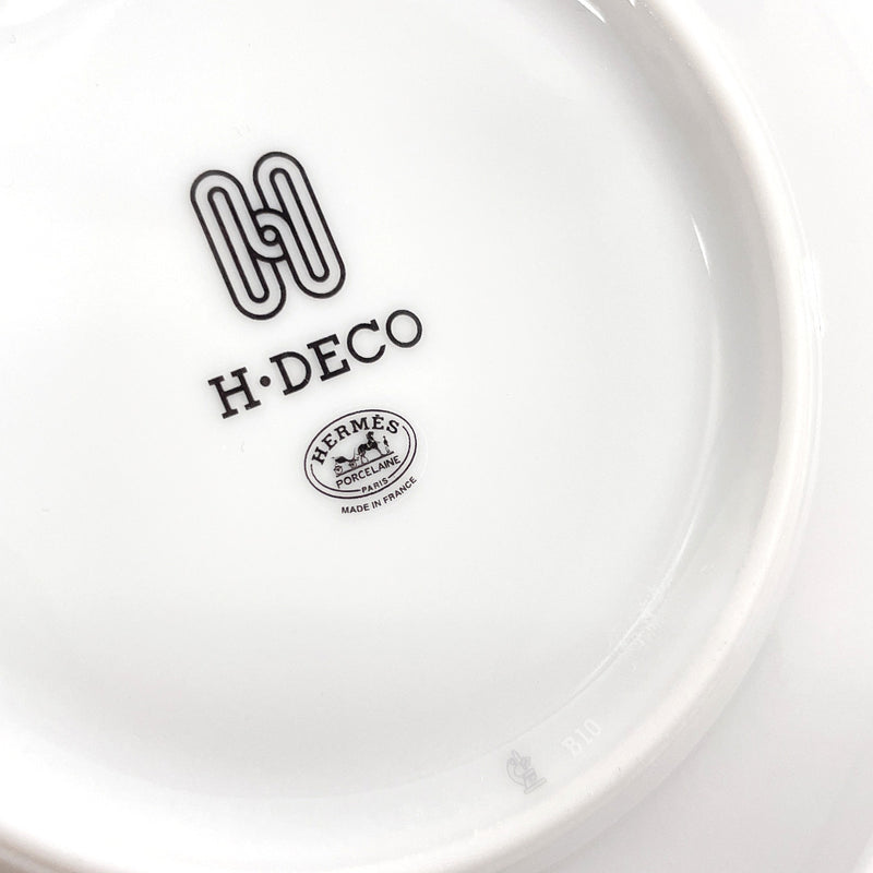 HERMES Tableware H Deco Ash Deco pair plate Porcelain white white unisex New