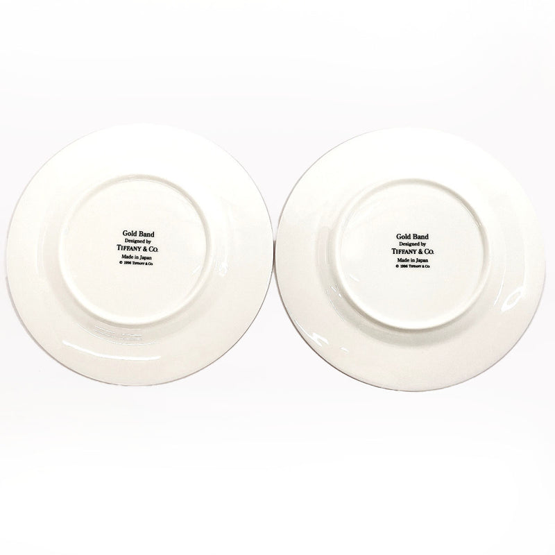 TIFFANY&Co. Tableware Gold Band pair plate Pottery white white unisex Used