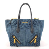 MIU MIU Handbag RN1032 Biker denim/leather blue Women Used