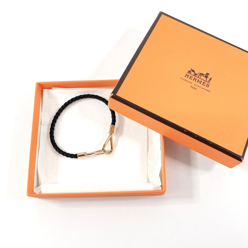 HERMES bracelet Jumbo H Vaux Swift/Gold Plated Black Women Second hand