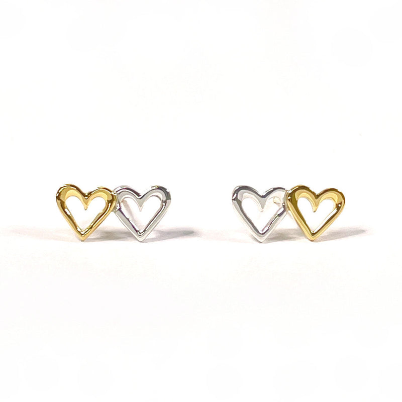 TIFFANY&Co. earring Double heart Silver925/K18 yellow gold Silver Silver Women Used