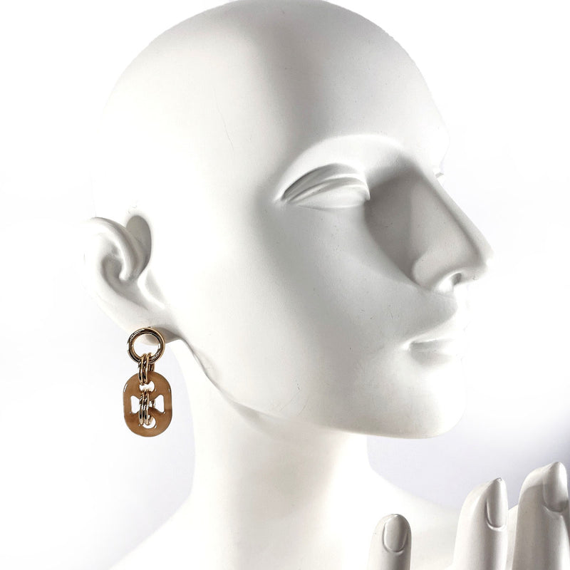 HERMES earring H057080FD00 Eurydice PM Buffalo horn/metal Brown Women Used