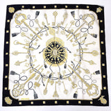 HERMES scarf Carre 90 LES CLES key handle silk Black Black Women Used