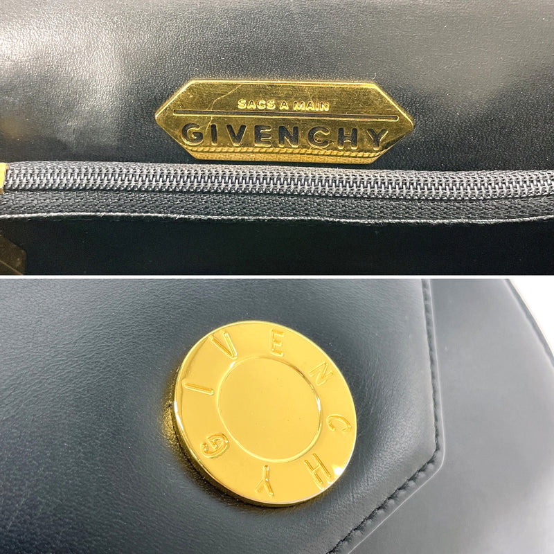 Givenchy Handbag Logo circle vintage leather Black Women Used