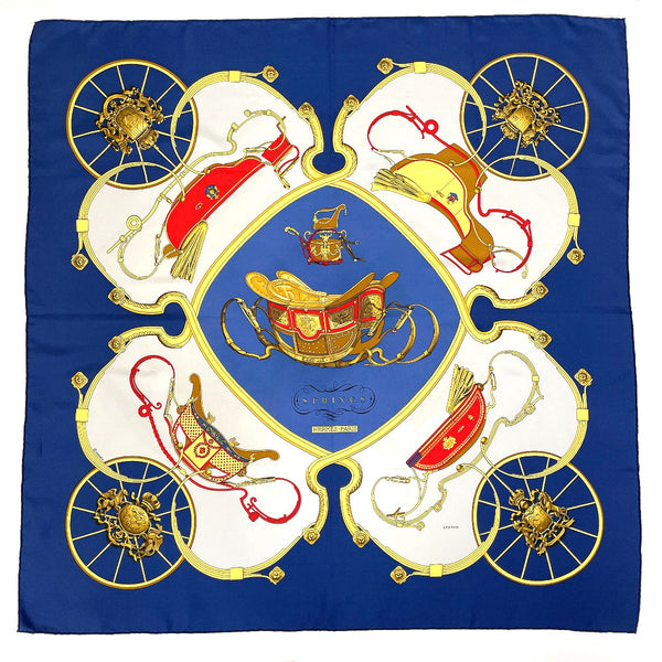 HERMES scarf Carre 90 SPRINGS silk blue Women Second hand