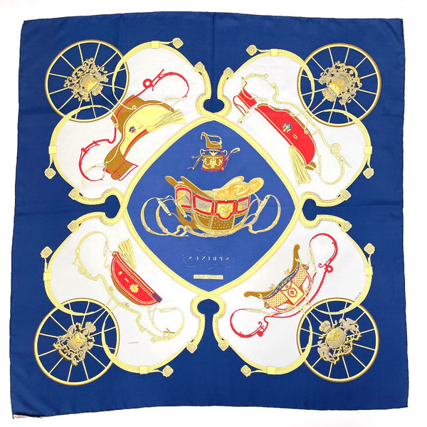 HERMES scarf Carre 90 SPRINGS silk blue Women Second hand