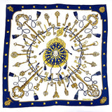 HERMES scarf Carre 90 LES CLES Key silk blue Women Used