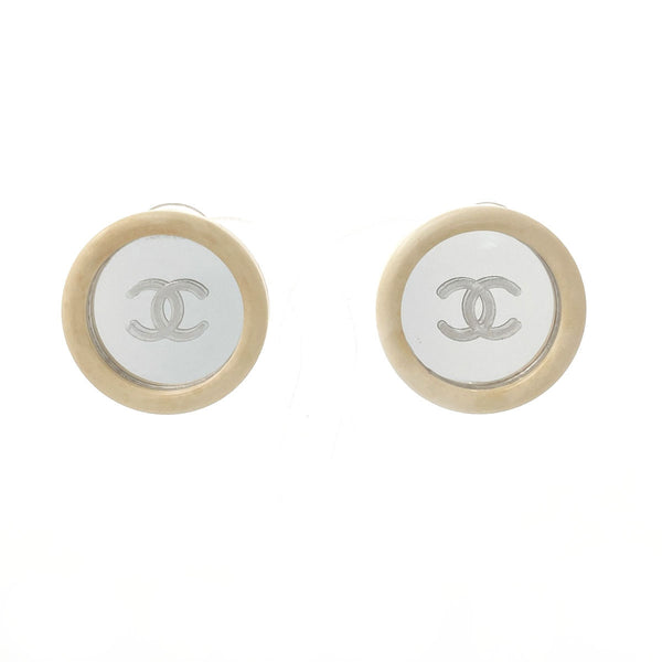 CHANEL Earring COCO Mark vintage plastic/metal white 95 C