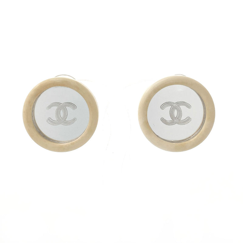 CHANEL Earring COCO Mark vintage plastic/metal white 95 C Women Used