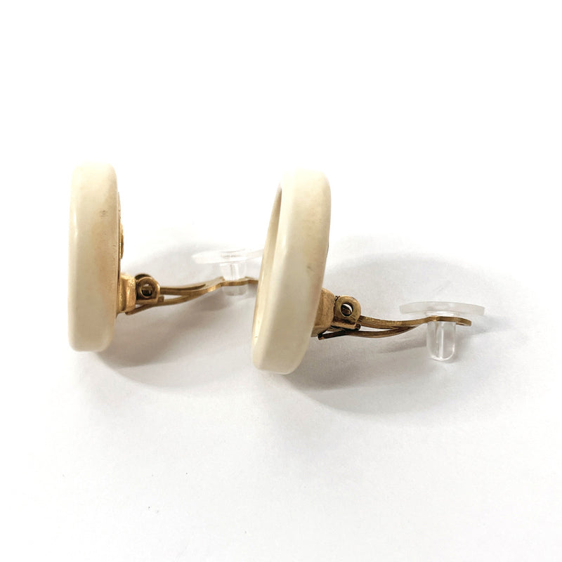 CHANEL Earring COCO Mark vintage plastic/metal white 95 C Women Used