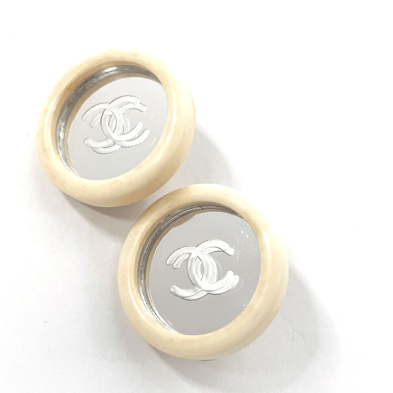 CHANEL Earring COCO Mark vintage plastic/metal white 95 C Women Used