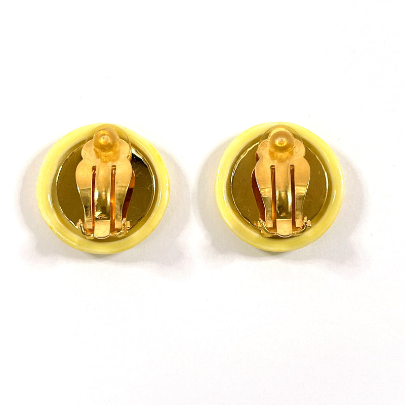 CHANEL Earring Round logo vintage Synthetic resin/metal yellow 97 P Women Used