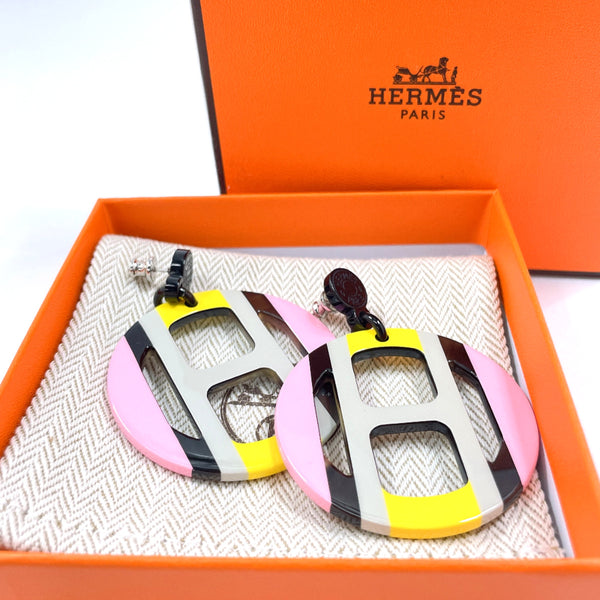 HERMES earring H Equip Buffalo horn/metal multicolor Women Second hand