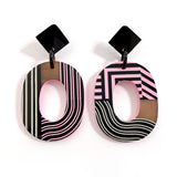 HERMES earring Ism Pop Line Buffalo horn/lacquer pink pink Women New