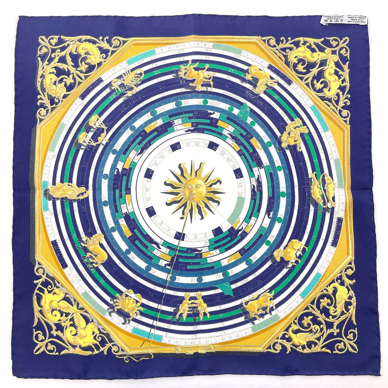 HERMES scarf DIES ET HORE Astrology Carre 45 silk Navy Women Second hand