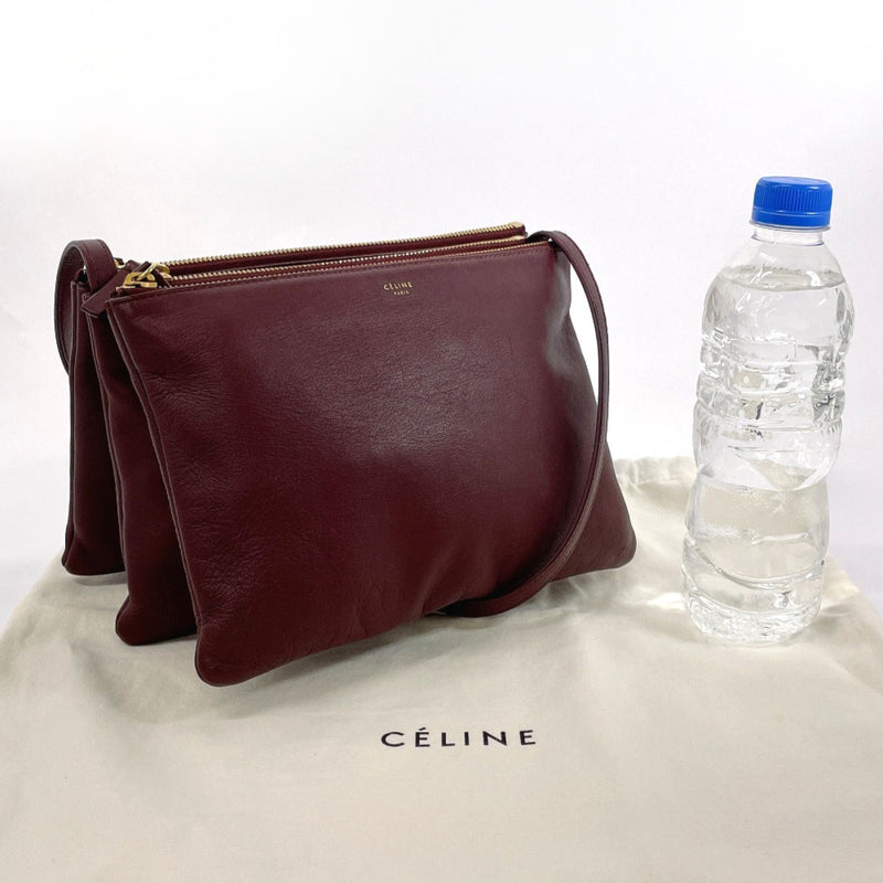 CELINE Shoulder Bag Trio Large leather Bordeaux Women Used