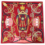 HERMES scarf H004163S 02 Carre 90 Stately Wheels silk Bordeaux Bordeaux Women New