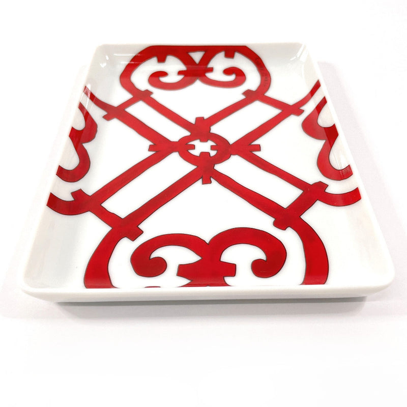 HERMES Tableware Guadalquivir Square plate Porcelain white white unisex New