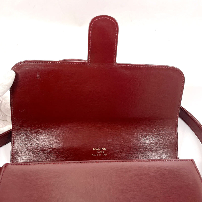 CELINE Shoulder Bag Carriage hardware vintage leather Bordeaux Women Used