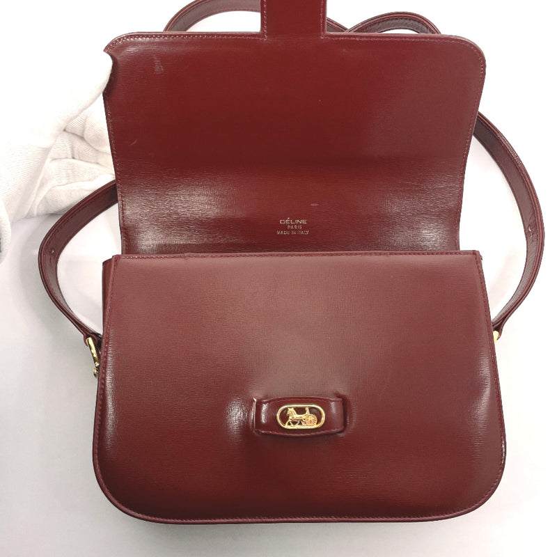 CELINE Shoulder Bag Carriage hardware vintage leather Bordeaux Women Used