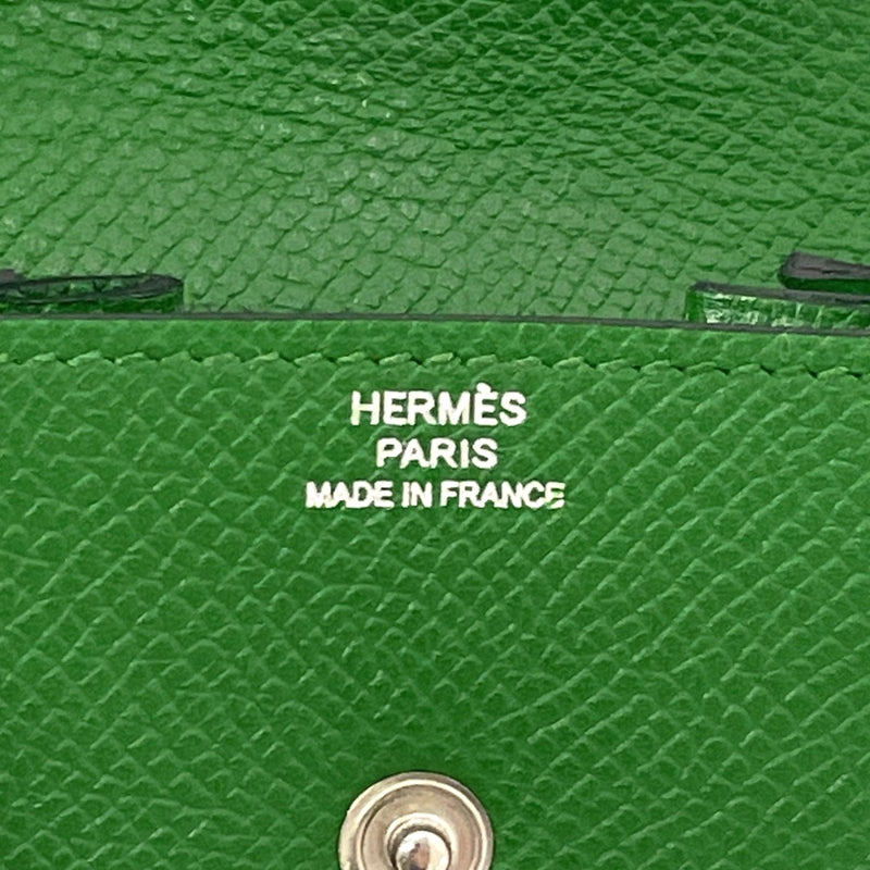 HERMES coin purse Revan Cattle Epsom green □OCarved seal Women Used