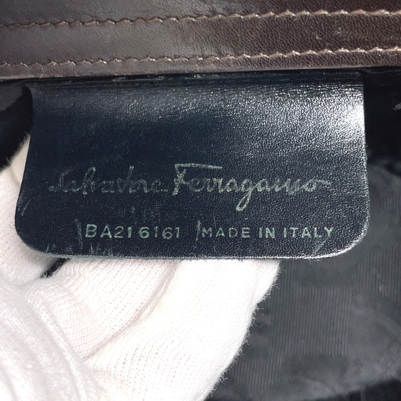 Salvatore Ferragamo Handbag BA216161 Vara ribbon leather Dark brown Women Used