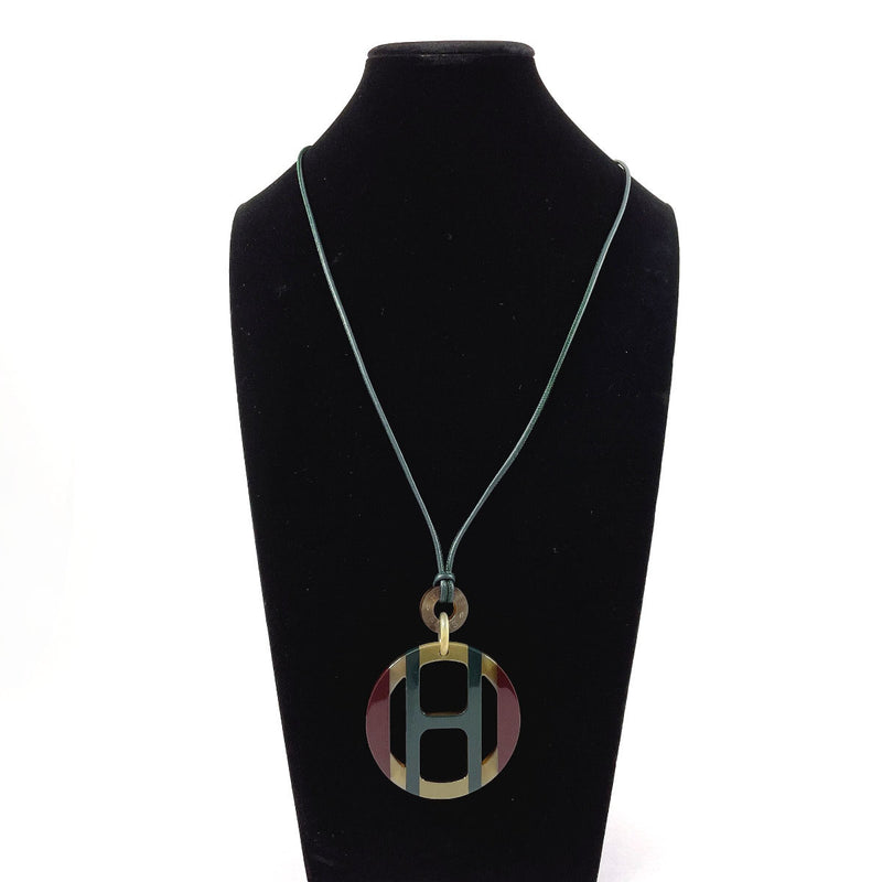 HERMES Necklace H Equip Buffalo horn green green Women Used