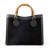 GUCCI Handbag 002・1186・0260 Bamboo Suede/leather Black Women Used