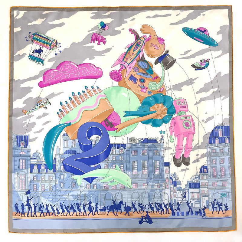 HERMES scarf H004150S 06 Carre 90 Hermes Parade silk multicolor Women New