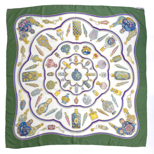 HERMES scarf Carre 90 Quimporte le flacon perfume bottle silk green Women Second hand