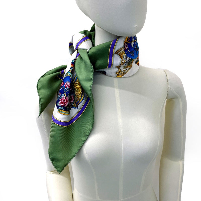 HERMES scarf Carre 90 Qu'importe le flacon perfume bottle silk green Women Used