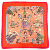 HERMES scarf Carre 90 HELLO DOLLY silk Red Women Used