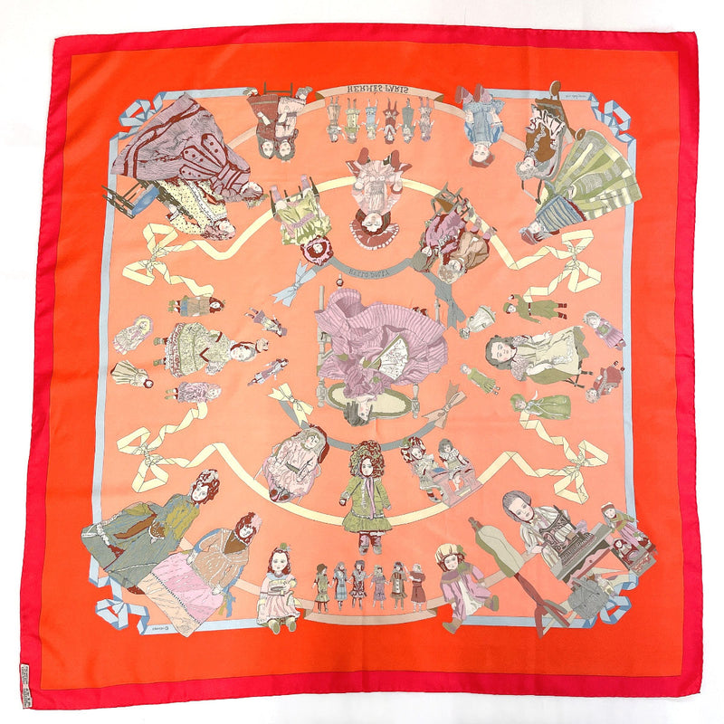 HERMES scarf Carre 90 HELLO DOLLY silk Red Women Used