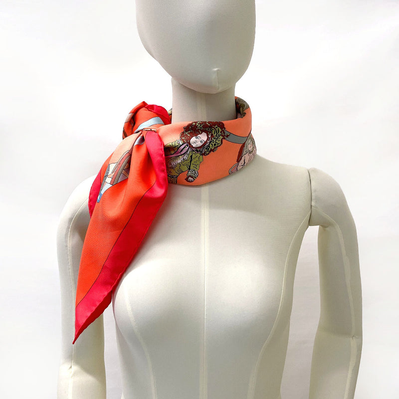 HERMES scarf Carre 90 HELLO DOLLY silk Red Women Used