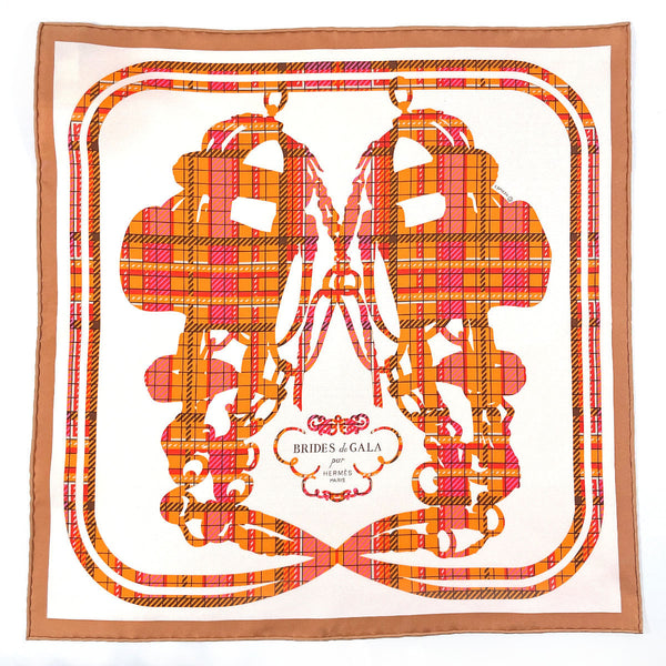 HERMES scarf 894052S Gavroche 45 BRIDES DE GALA TARTAN silk pink pink Women New